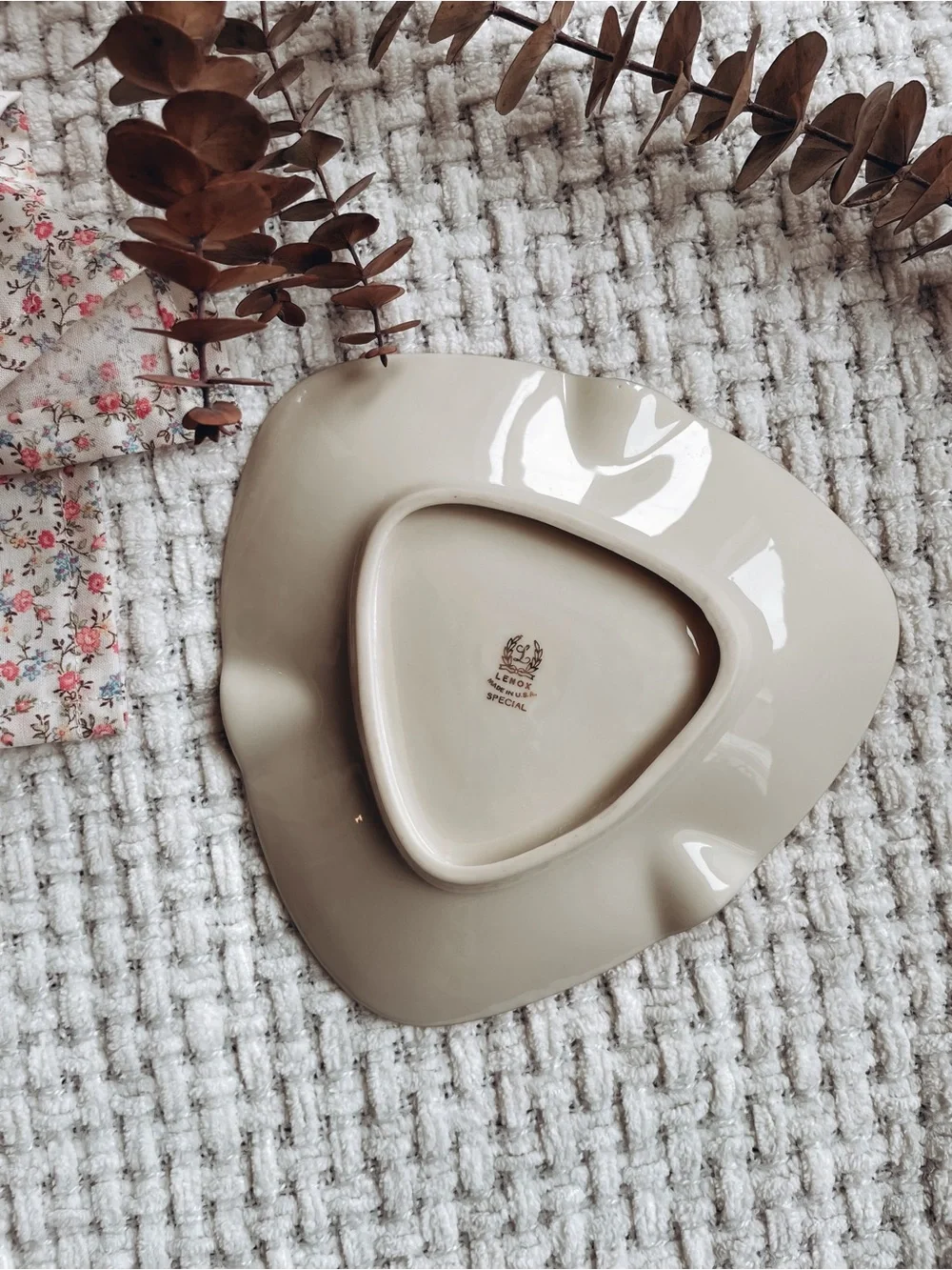 Lenox Porcelain Ivory Triangle Ashtray